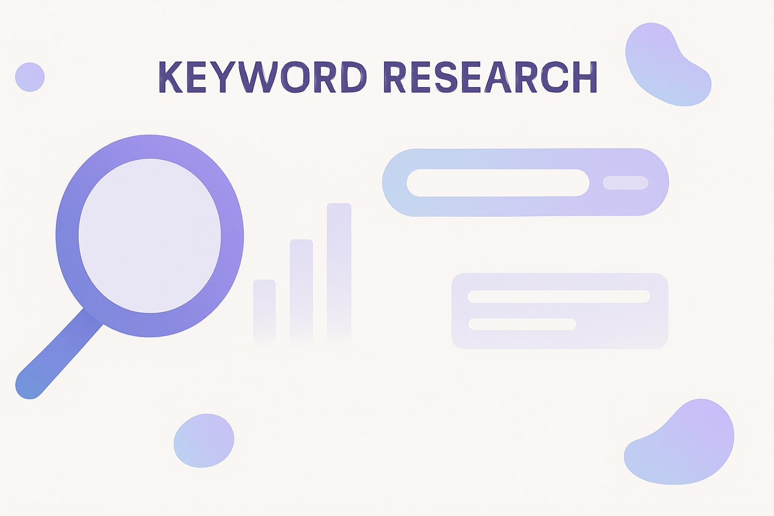 Инструменты поисковой оптимизации с лупой и графиками для эффективного анализа ключевых слов