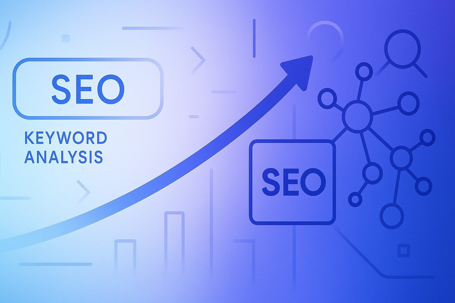 SEO стратегия с восходящим графиком роста ключевых слов и сетевой структурой